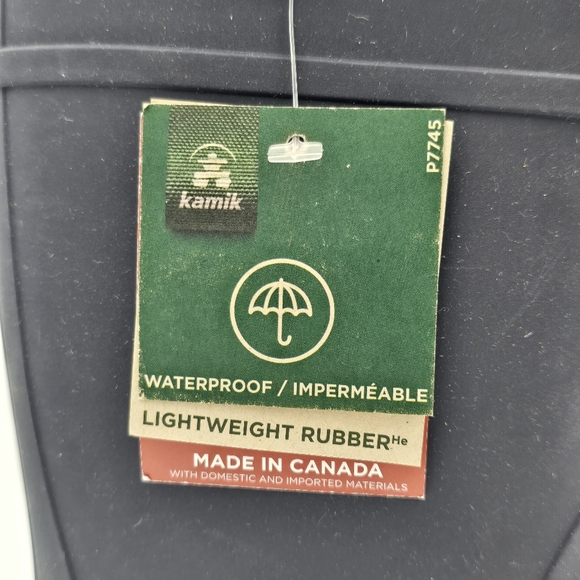 NWT Kamik Raindrops Rubber Rain Boots, Navy/Teal Big Kids Size 6 (Unisex) - Picture 2 of 11